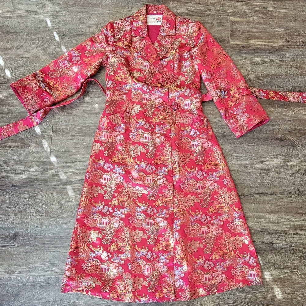 Vintage Kimono Robe Red Brocade Robe #3003